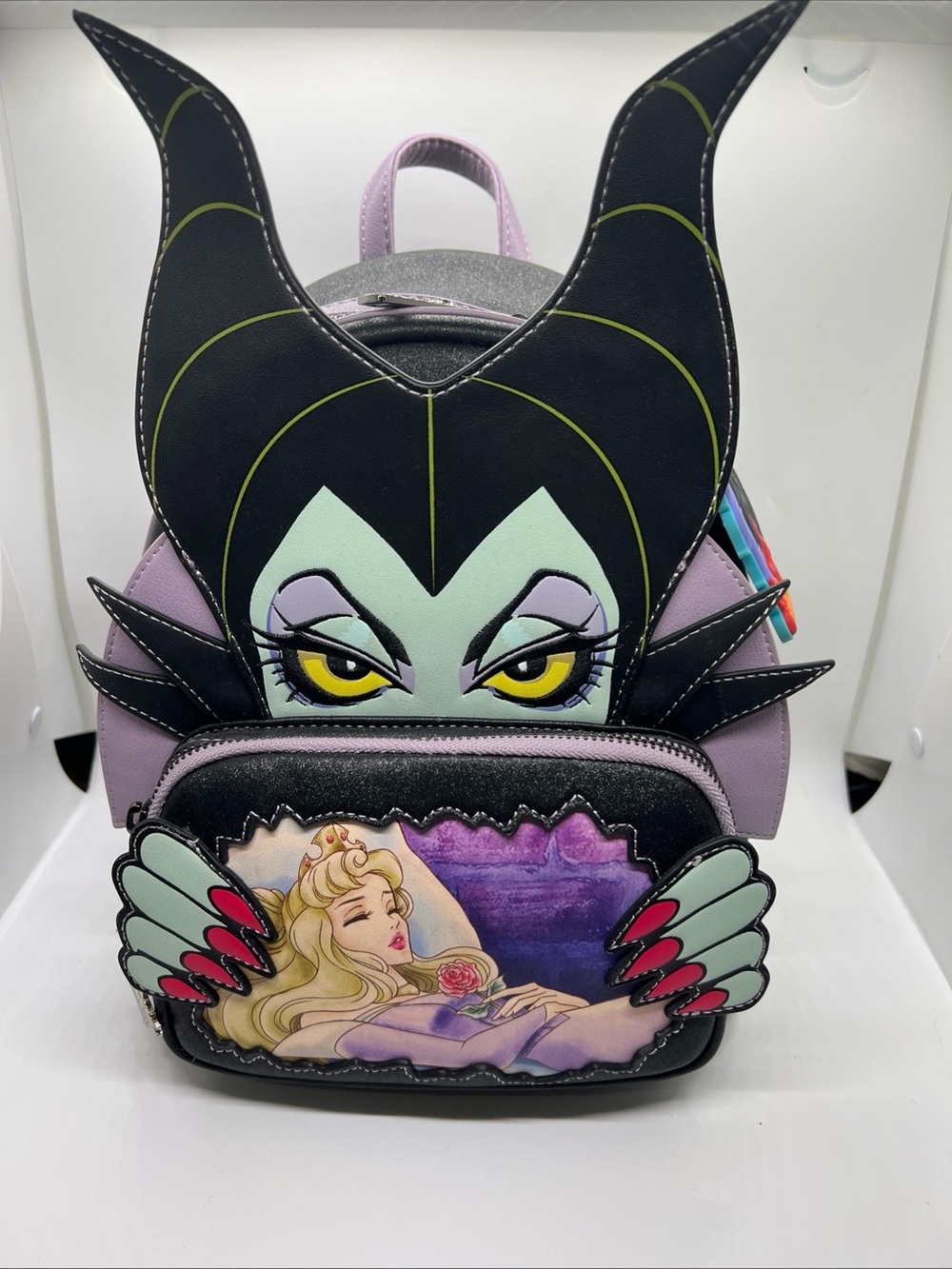 Mint Condition Maleficent Loungefly Mini Backpack With Matching Disney Keychain - Picture 2 of 9